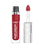 L'Oreal Paris Plump Ambition Hyaluron Lip Oil, 24 HR Lip Gloss with Hyaluronic Acid, Volumizing Formula with Glass-Like Shine, Cherry Cherie 390, 0.16 Fl Oz