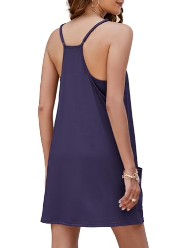 Image of Nirovien Womens Tennis Dress Workout Mini Dress with Shorts Sleeveless Spaghetti Straps Golf Athletic Dresses