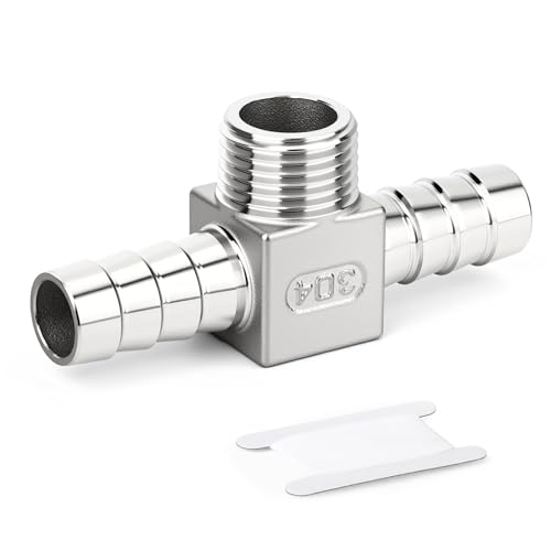 Conector T de acero inoxidable de 1/2 BSP con espigas de 8mm y abrazadera 2