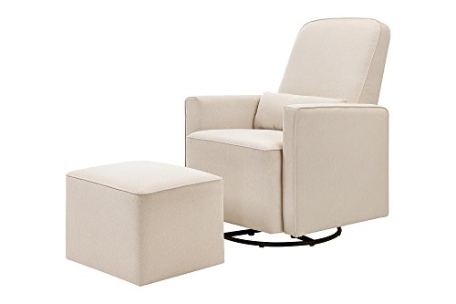 daVinci Olive 360° Swivel Glider Chair w/ Storage Ottoman - Water & Stain Resistant Rocking Glider - GREENGUARD Gold & FSC Certified, Versatile Rocking Chair for Nursery & Living Room, Polyester Cream