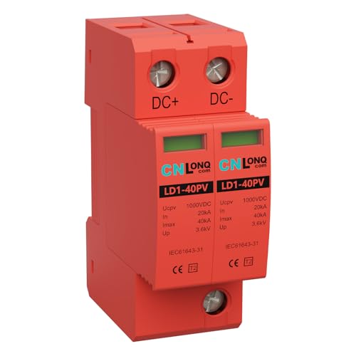 CNLonQcom 2P 40KA Voltage Surge Protector DC 1000V Solar PV Lightning Arrester Device for Rv, Home...