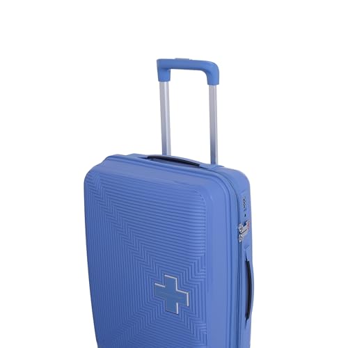 Image of SWISS MILITARY Maze Hard Top Black Polypropylene (PP) Luggage Trolley Bag with TSA-Lock & Body Coloured 360 Degree Rotatable 8-Wheels,Color -Sky Blue,20 Inch