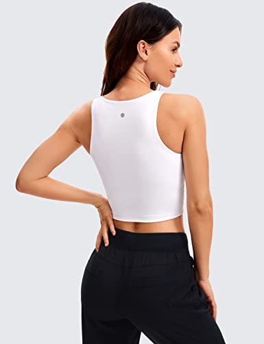 Image of CRZ YOGA Butterluxe Double Lined Crop Tank | Casual, Extremely Soft, Tight Fit, High Neck, Racerback, Sleeveless Tops for Women