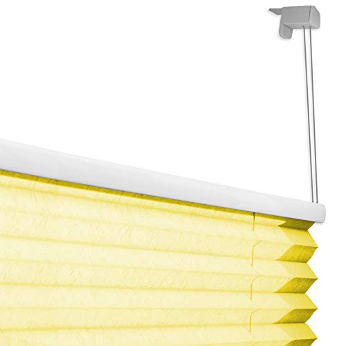 casa pura® Plissee Rollo | mit eleganter Crushed Optik | Klemmfix ohne Bohren | lichtdurchlässig & blickdicht | gelb | 8 Größen (55x200cm) - 5