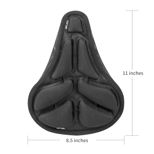 JFT Bike Seat Cushion - Soft Inflatable Air Cushion Bicycle Seat Cover with Adjustable Pressure - Extra Padding for Comfortable Rides - Ideal for Mountain, Sports & Stationary Bikes (BC-352 Black) — view 2