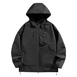 veste homme hiver blouson UHouse Veste Imperméable Homme Capuche Coupe Vent de Pluie Manteau Alpinisme Jacket Chic Vestes Portables Softshell Legere Tenue Cycliste Casaul Automne Hiver Vêtements Noir S