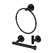 KES Portarrollos Negro Mate Accesorios de Baño Toalleros de Aro 3 Piezas Acero Inoxidable SUS304 Ganchos para Pared Montado en la Pared Negro Mate, LA20BKDG-33