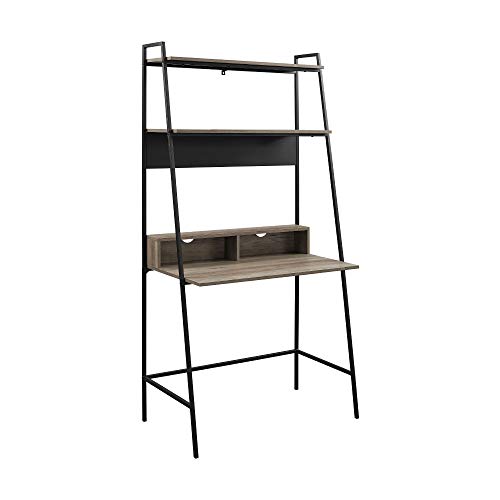 Walker Edison Freya Urban Industrial Ladder Desk with Metal Magnet Board, 36 Inch, Grey Wash