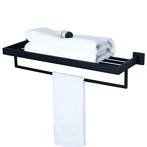 Sayo Suporte de toalha para bastidor de casa de banho com 1 barra montada na parede, 24 polegadas, aço inoxidável SUS 304 com acabamento preto mate, EGA7215B