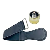 G.B.S Black Leather Razor Strop – Handmade Grain Leather Strop with Strop Paste – Professional Honing & Sharpening Strop for Straight Razors, Knives, Chisels & Tools