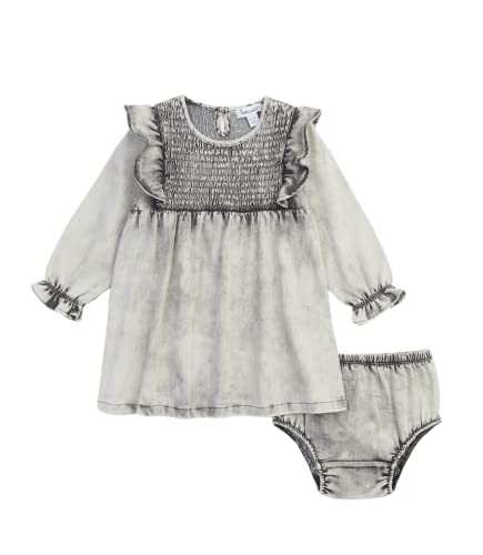 Image of Splendid baby-girls Kids Infant Washed Grey Denim Smocked Dress