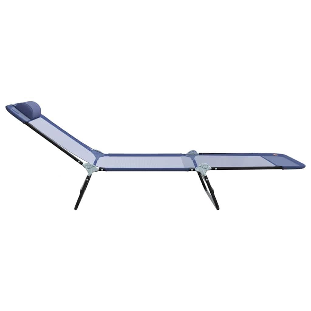 Hothingwell Granatowy składany leżak tekstylny 182x55x85,5 cm | Solidna stalowa rama, regulowane oparcie, kompaktowe składanie, łatwa konserwacja