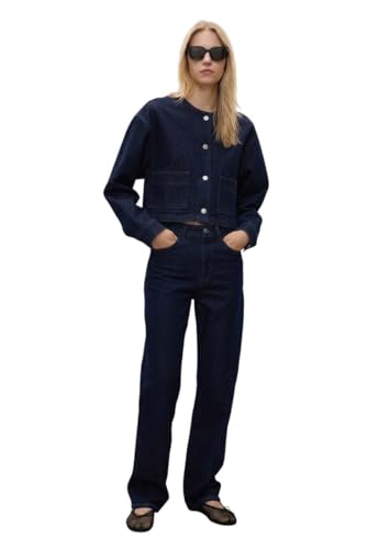 Image of KOTTY Women's High Waist Wide Leg Button Coin Pocket Straight Fit Jeans Stylish Regular to Plus Size Fit Denim Jeans for Women
