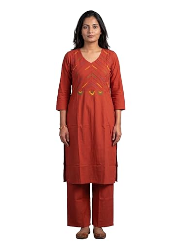 Ensemble kurti coton femme vêtement ample et léger brodé main