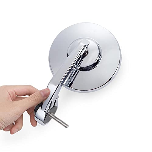 Kiwav Bar End Round Mirrors Short Stem Bob Chrome 5Mm Thread Compatible For Triumph Air-Cooled Motorcycles #TOP4