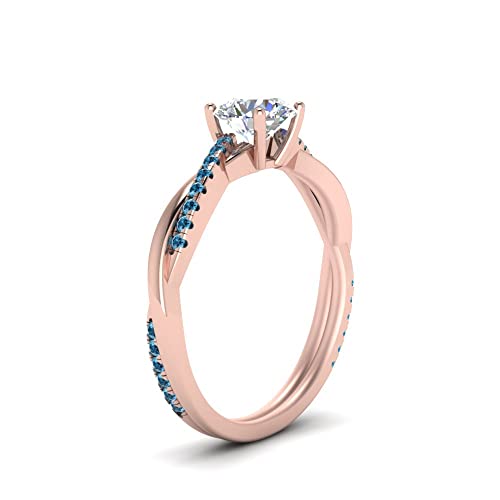 Image of 55Carat Choose Your Gemstone 18k Rose Gold Plated Infinity Twist Ring Crystal Round Shape Side Stone Wedding Valentine Wear Promise Ring with Pave Setting for Women Size US 4 to 12