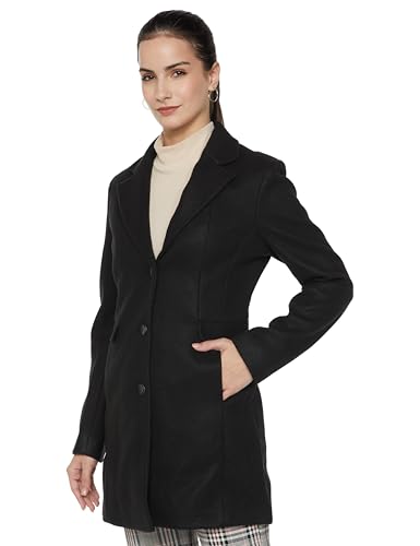 Image of Qube By Fort Collins Women's Semi-Long Tweed Coat with Knitted Finish - Elegant Winter Outerwear for Casual and Formal Looks