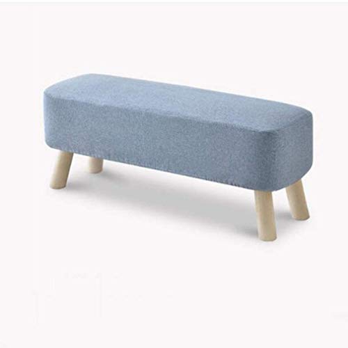 Pouf tabouret de chambre lit salon lin amovible bois massif 90cm - 2