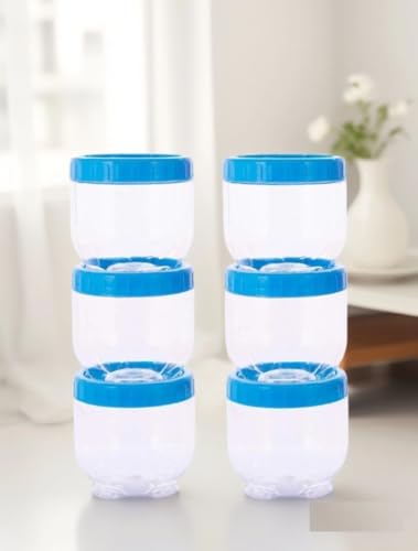Image of 250ml Transparent Plastic Container & Jar Set for Kitchen Storage Dabba Set for Dry Fruits, Spices, Herbs & Dry Masala |Small Storage Boxes for Hotels, Restaurants, & Cloud Kitchens Set of 6