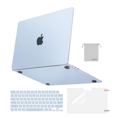 Image of MOSISO Compatible with MacBook Air 13 inch Case M5 2026 M4 M3 M2 2025-2022 A3449 A3240 A3113 A2681, 4 in 1 Kit Matte Hard Shell for MacBook Air 13.6 Case, Anti-Fingerprints&Ultra-Thin, Pastel Blue