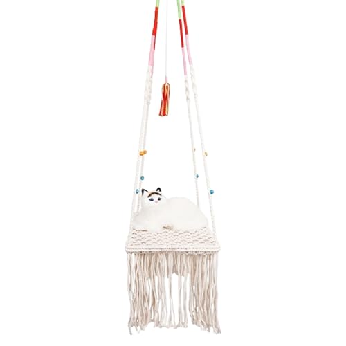 Macramè Gatto - Cuccia Gatto Sospesa, Altalena Muro | Amaca Bohemien, Sospeso Per Gatti, Amaca Per Gatti Da Appendere a Parete, Design Elegante E Confortevole Per Il Riposo Domestici