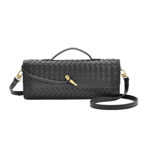 YXBQueen Bolsa de tecido feminina preta bolsa de ombro de couro vegano bolsas clutch bolsas femininas, Preto, Small