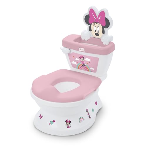 Bright Starts Disney Junior Minnie Mouse My Size Potty Training Toilet, Toddler Potty Chair with Flushing & Cheering Sounds, Removable Seat with...