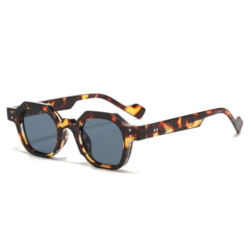 Lunettes de soleil petites carrées anti-fatigue oculaire LVTFCO, monture gris léopard pour yeux sensibles