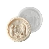 Weihnachtskrippen-Form – 3D-Weihnachtskerzen-Form, runde Silikon-Bastelform, leicht zu lösen, detailliertes religiöses Geburts-Dekorationsprodukt, kreatives Harzwachs-Heimdisplay