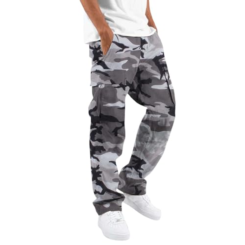 WENKOMG1 Men's Camo Cargo Pants, Military Tactical Combat Hiking Work Pants with Pockets, S-3XL