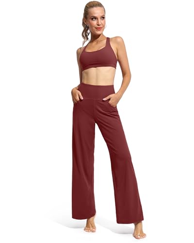 Image of Promover Wide Leg Pants Woman Yoga Pants with Pockets Stretch Loose Casual Lounge Sweatpants Petite /Regular /Tall