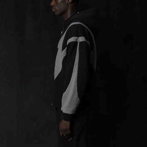 Men's dark gothic style hoodie with unique design and patchwork hoodie, Harajuku hoodie, y2k hip-hop hoodie3
