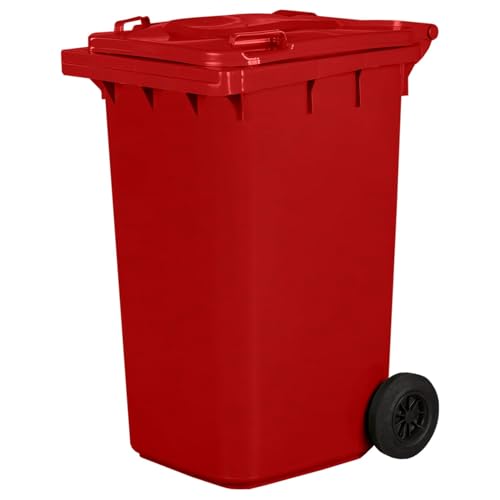 IMJ-Global - Poubelle Exterieur 240l Plastique PN-EN 840, Bac Conteneur pour Déchets et Recyclage avec Roues et Système d'Attelage Mécanique, pour les...