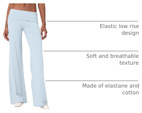 Image of Lounge Yoga Pants for Women Fold Over Low Waist Wide Leg Bell Bottoms | Y2K Foldover Pants, Flare Leggings, Low Rise Yoga Sweatpants