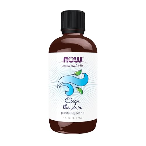 NOW Essential Oils, Clear the Air Oil Blend, Purifying Aromatherapy Scent, Blend of Pure Essential Oils, Steam Distilled, Vegan, Child Resistant Cap, 4-Ounce