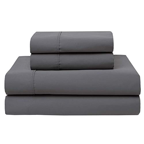 Apsley Linen Solid Color Egyptian Cotton 4-PCs Sheet Set Fits Mattress 15-18'' Deep Pocket Luxury Bedding Set High Thread Count Long Staple Sateen Weave Silky Soft Breathable (Grand King, Grey)