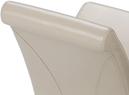 SIMPLIHOME Avalon Dining Chairs - Upholstered Solid Hardwood and Vegan Leather Parsons Chair Set in Satin Cream, Contemporary Dining Room Seating with Curved Back and Cushioned Seat (Set of 2) - Thumbnail 5