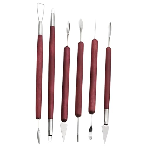Daryunk 6 Pcs Sculpting Tools Wax Carvers Tools Double-Ended Stainless Steel Wax Clay Sculpting Carving DIY Tools for Art Crafts DIY Pottery Sculpture
