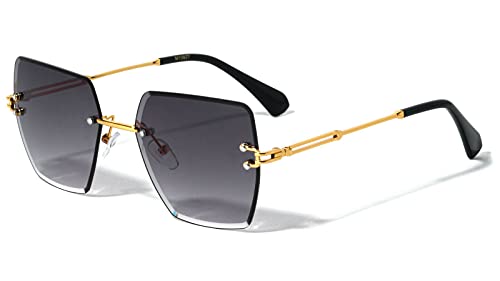 Dweebzilla Womens Oversized Rimless Square Beveled Edge Lenses Luxury Sunglasses