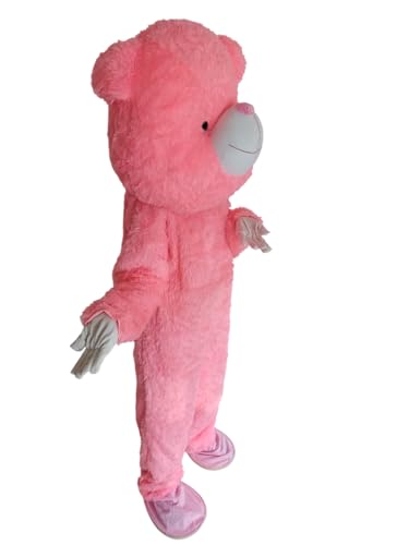 Image of BookMyCostume Plush Cute Pink Bear Cartoon Mascot Costume For Theme Birthday Party & Events | Adults | Full Size Adults