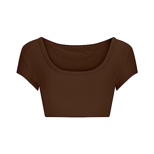 Women Knit Sweaters Tops Casual Short Sleeve Fashion Teen Girls Y2K Crop Top Base Layer Shirt Blouse Tunic Fall Outfits4