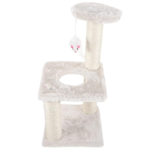 Rascador para gato vertical Yardwe de 3 niveles beige miniatura 1