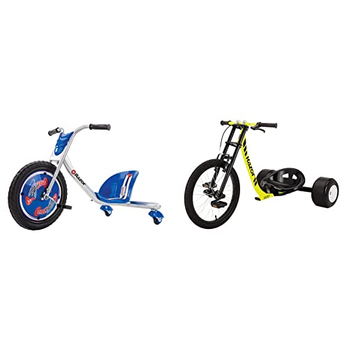Razor 360 Caster Trike for Kids Ages 5+ - Lightweight, Rubber Handlebars, Steel Frame, for Riders up to 160 lbs & DXT Drift Trike Yellow, One Size