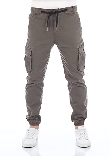 riverso Cargohose Herren Stretch RIVHanno Slim Fit Cargo Hose Taschen Grün w34, Größe:W 34, Farbvariante:Dark Green (12400)