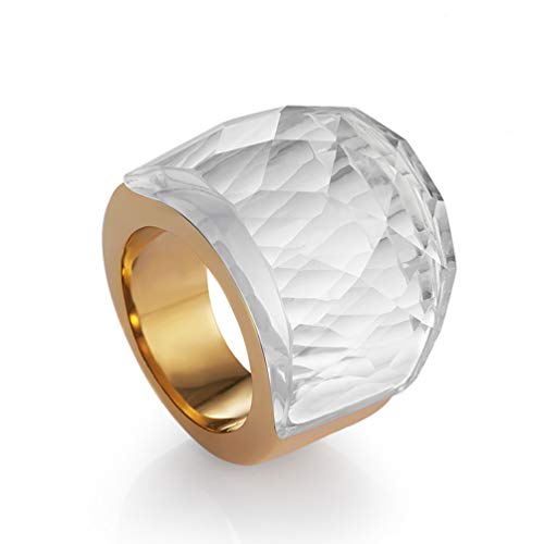 Image of HIJONES Men Women Stainless Steel Cubic Zirconia Royal Crystal Rings Wrap Band Cocktail Style