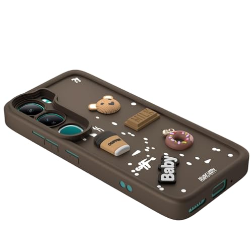 Image of Bintage Ball Bear| Donut| Milk Cake| Baby| Coffee Rubber Case Camera Protection Back Cover Compatible for vivo Y300 5G - Brown