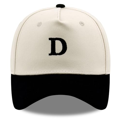 Gorra ajustable negra con bordado de letras A-Z
