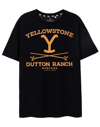 Yellowstone Mens Short-Sleeve T-Shirt | Dutton Ranch Official Merchandise of The US TV Show | Stylish and Comfortable Black Tee for Men - XXX-Large