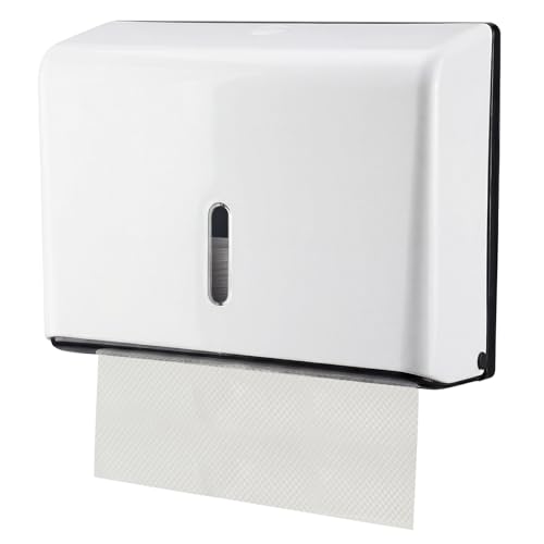 Zymuegist Multifold Paper Towel Dispenser Hold 200 Paper Towels Wall-Mount Z Fold Hand Towel Dispenser for Hotel Resturant Home Toilet Office (White)