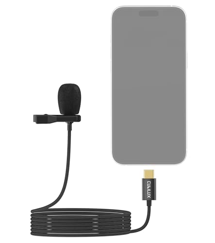 Cubilux USB Type C Lavalier Microphone for iPhone 16/16+/16 Pro Max, Wired Unidirectional Clear Lapel Mic, Compatible with Galaxy S25/S25+/S25 Ultral, Pixel 9/8/7 Pro, for Recording, Vlog, 10FT